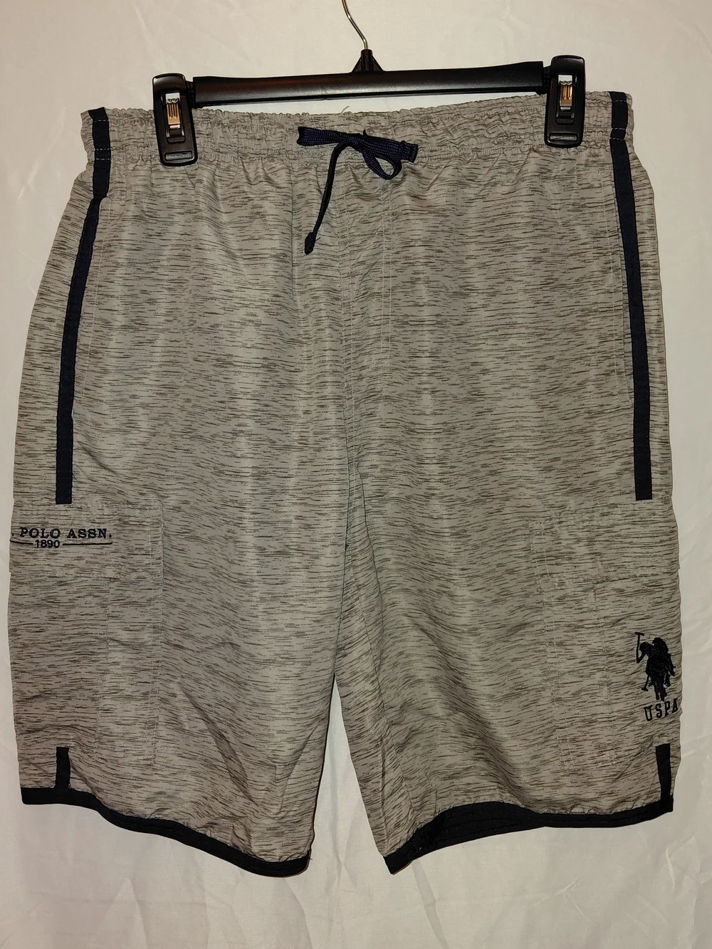 U.S. Polo Assn. Gray Heather Athletic Shorts with Navy Trim #2194